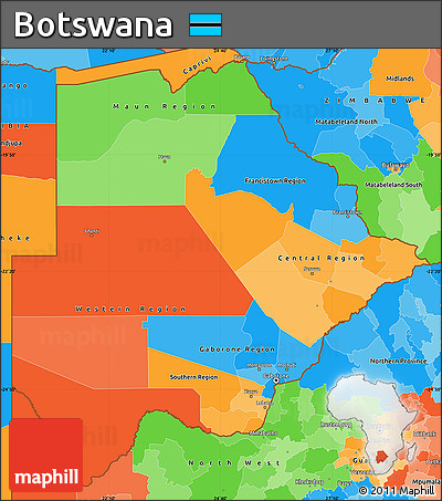 Political Simple Map of Botswana