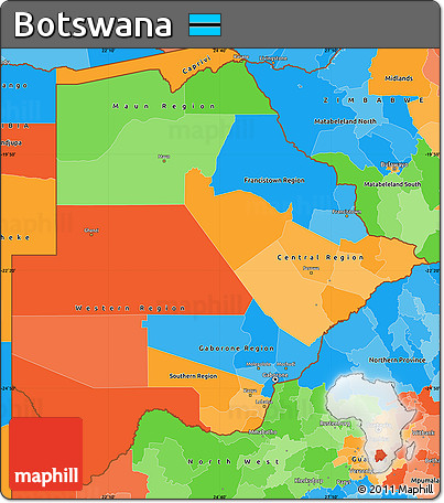 Political Simple Map of Botswana