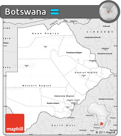 Silver Style Simple Map of Botswana