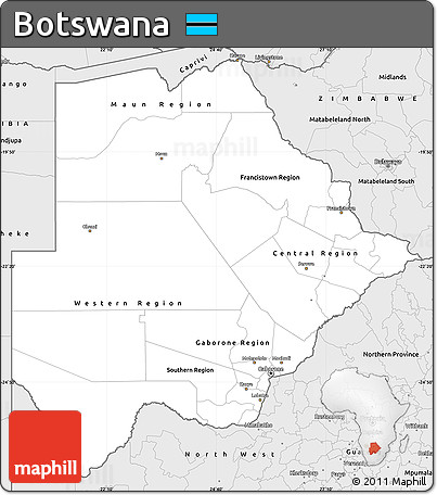 Silver Style Simple Map of Botswana