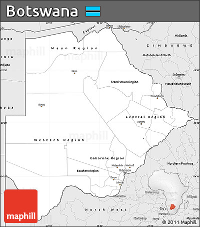 Silver Style Simple Map of Botswana