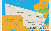 Shaded Relief 3D Map of Southern Region, political outside