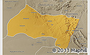 Physical 3D Map of Ngwaketse Centra, semi-desaturated