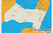 Shaded Relief 3D Map of Ngwaketse Centra, political outside