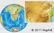 Physical Location Map of Ngwaketse Centra, within the entire country