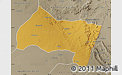 Physical Map of Ngwaketse Centra, semi-desaturated