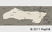 Shaded Relief Panoramic Map of Ngwaketse Centra, darken