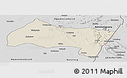 Shaded Relief Panoramic Map of Ngwaketse Centra, desaturated