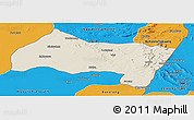 Shaded Relief Panoramic Map of Ngwaketse Centra, political outside