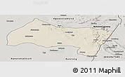 Shaded Relief Panoramic Map of Ngwaketse Centra, semi-desaturated