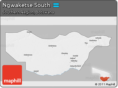 Gray 3D Map of Ngwaketse South, single color outside
