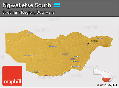 Physical 3D Map of Ngwaketse South, cropped outside