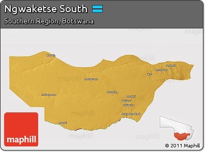 Physical 3D Map of Ngwaketse South, cropped outside