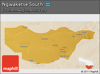 Physical 3D Map of Ngwaketse South, lighten