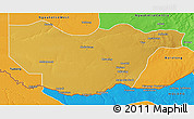 Physical 3D Map of Ngwaketse South, political outside