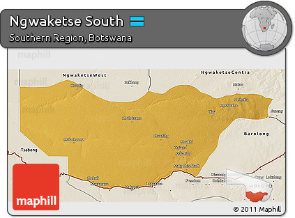 Physical 3D Map of Ngwaketse South, shaded relief outside