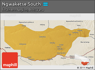 Physical 3D Map of Ngwaketse South, shaded relief outside