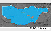 Political 3D Map of Ngwaketse South, darken, desaturated