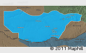 Political 3D Map of Ngwaketse South, darken, semi-desaturated
