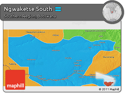 Political 3D Map of Ngwaketse South