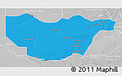 Political 3D Map of Ngwaketse South, lighten, desaturated