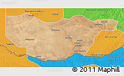 Satellite 3D Map of Ngwaketse South, political outside