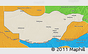 Shaded Relief 3D Map of Ngwaketse South, political outside