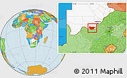Political Location Map of Ngwaketse South, highlighted country