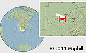 Savanna Style Location Map of Ngwaketse South, highlighted parent region, hill shading