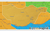 Physical Map of Ngwaketse South, political outside