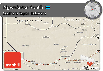 Shaded Relief Map of Ngwaketse South