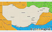 Shaded Relief Map of Ngwaketse South, political outside