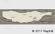 Shaded Relief Panoramic Map of Ngwaketse South, darken