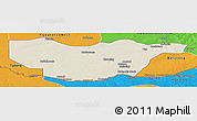 Shaded Relief Panoramic Map of Ngwaketse South, political outside