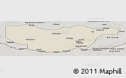 Shaded Relief Panoramic Map of Ngwaketse South, semi-desaturated