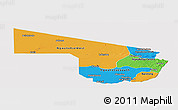 Political Panoramic Map of Southern Region, cropped outside