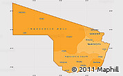 Political Shades Simple Map of Southern Region, cropped outside