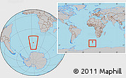 Gray Location Map of Bouvet Island, within the entire continent