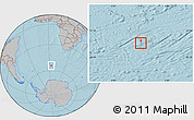 Physical Location Map of Bouvet Island, gray outside, hill shading