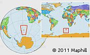 Political Location Map of Bouvet Island, within the entire continent