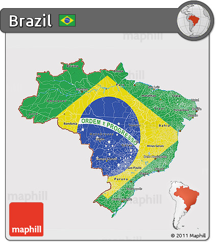 Flag 3D Map of Brazil