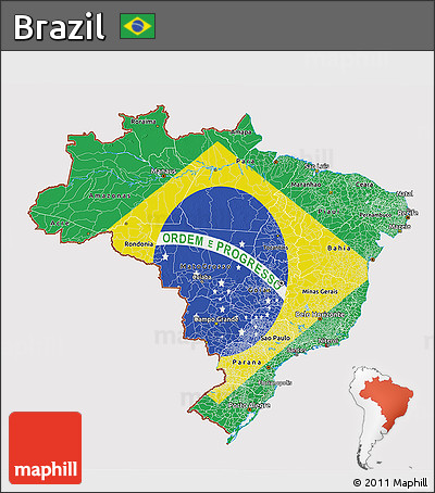 Flag 3D Map of Brazil