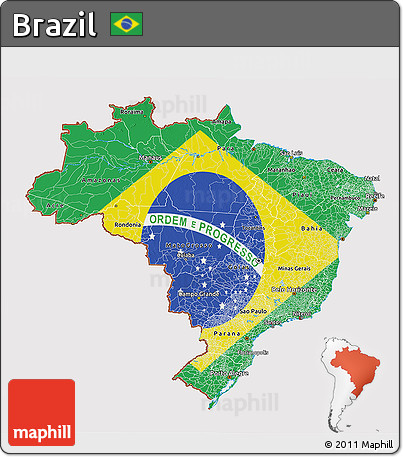 Flag 3D Map of Brazil