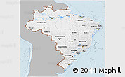 Gray 3D Map of Brazil, single color outside