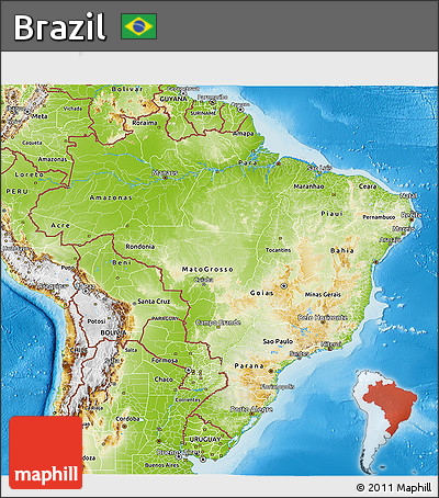 Physical 3D Map of Brazil
