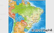 Physical 3D Map of Brazil, political shades outside