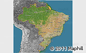 Satellite 3D Map of Brazil, desaturated, land only