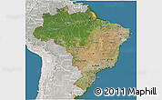 Satellite 3D Map of Brazil, lighten, semi-desaturated, land only