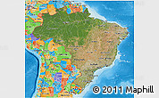 Satellite 3D Map of Brazil, political outside