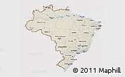Shaded Relief 3D Map of Brazil, cropped outside